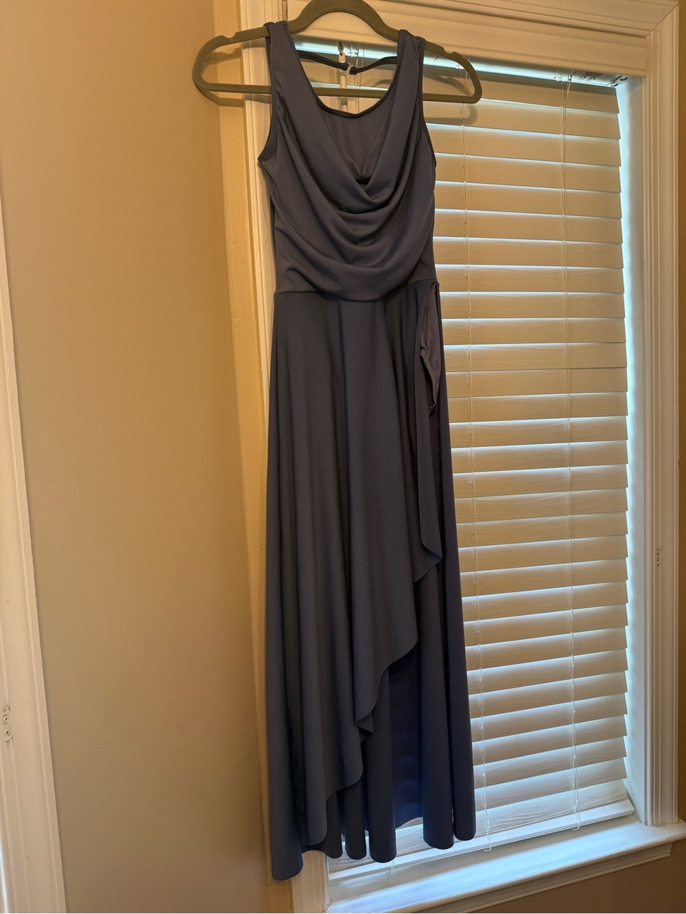 Weissman Slate Blue Cowl Neck Sleeveless Maxi Dress Costume